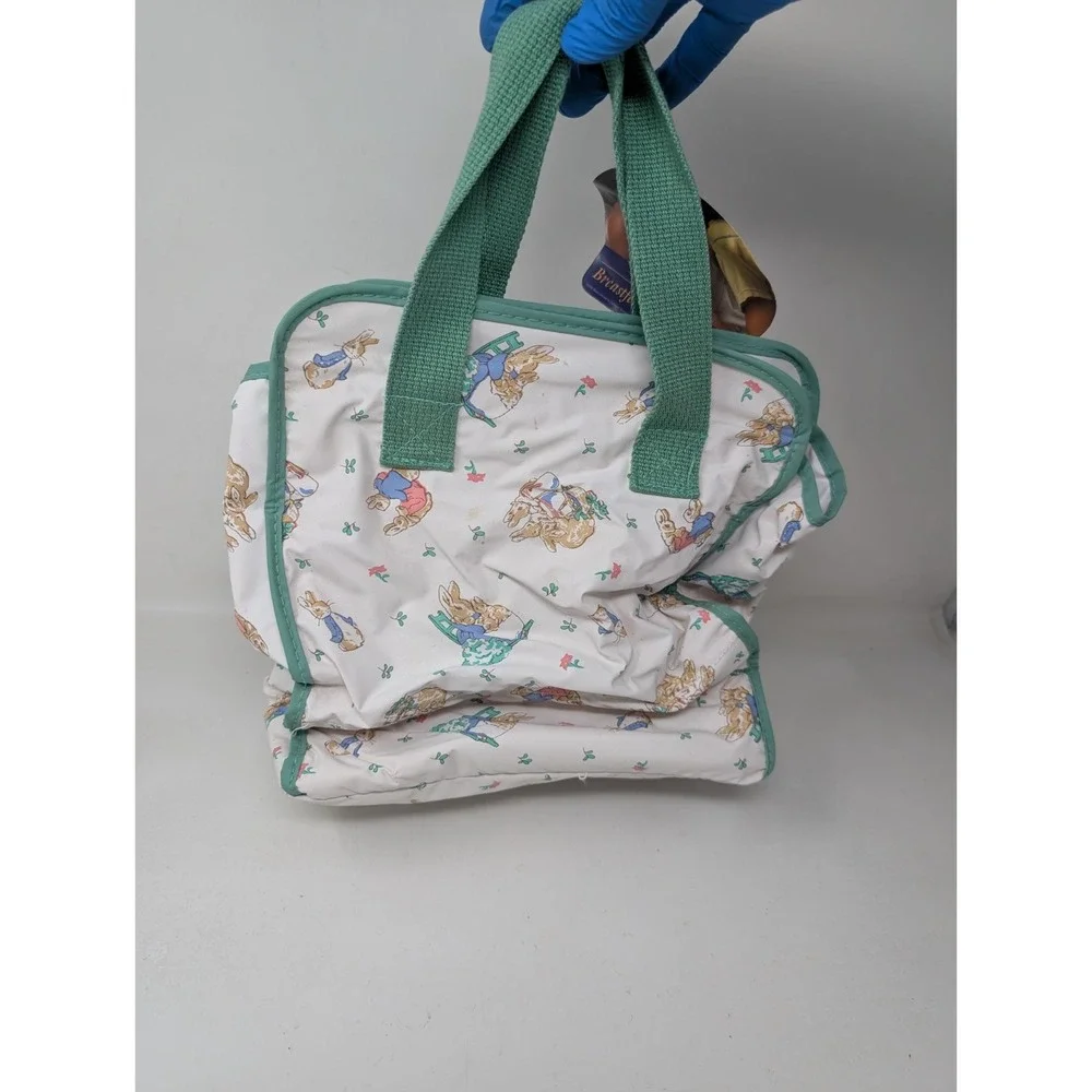 Vintage Beatrix Potter Peter Rabbit Mint Green Vinyl Baby Bottle Diaper Bag Tote